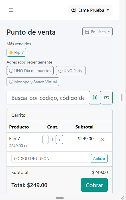 El punto de venta abierto en un teléfono celular